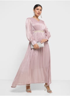 Khizana Ruched Dress With Puff Sleeves  - Image 4