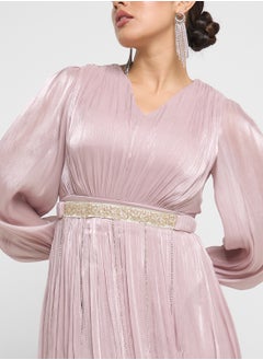 Khizana Ruched Dress With Puff Sleeves  - Image 3