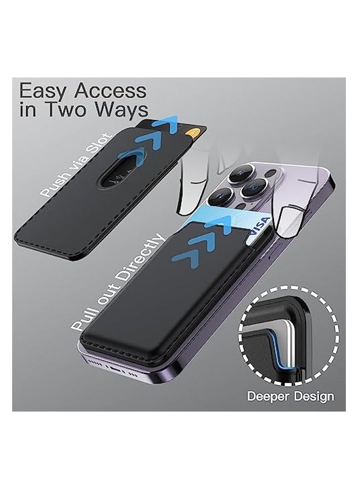 Jetech Magnetic Wallet Compatible with MagSafe for iPhone 16/15/14/13/12 Series, PU Phone Card Holder, Store 1-2 Cards (Black) - Image 4