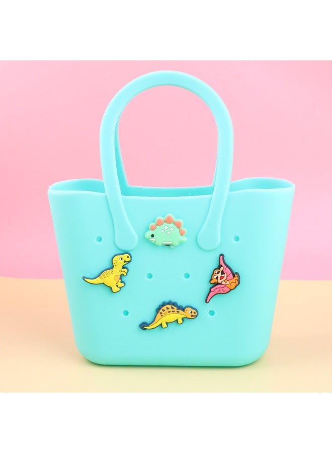 Children's DIY Silicone Bag Cartoon Coin Purse Beach Bag Hole Bag Large Travel Storage Handbag Vegetable Basket-Color:Cartoon 22 - Image 1