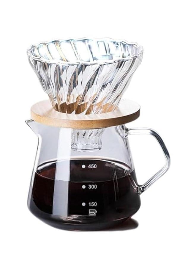 HOOKOR 600ML Glass Carafe Coffee Server with Glass Coffee Dripper/Filter, Drip Coffee Maker Set for Home or Office, 1-5 Cups  - Image 1