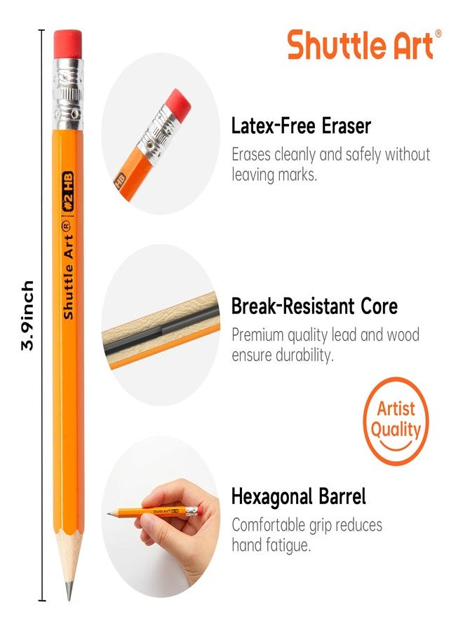 Shuttle Art 200 Pack Golf Pencils With Erasers, #2 HB Pencils Bulk, 3.5” Mini Pencil, Pre-Sharpened Small Pencil for Kids Teachers Classroom Games, Back to School Supplies - Image 3