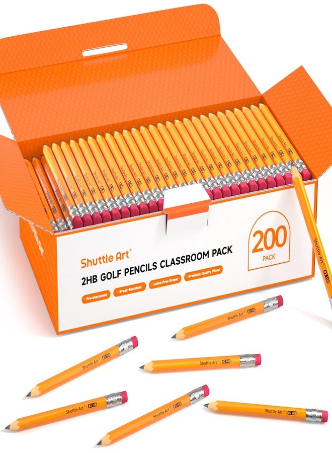 Shuttle Art 200 Pack Golf Pencils With Erasers, #2 HB Pencils Bulk, 3.5” Mini Pencil, Pre-Sharpened Small Pencil for Kids Teachers Classroom Games, Back to School Supplies - Image 1