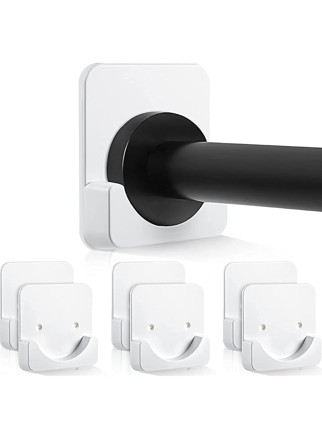 erorex Adhesive Shower Curtain Rod Holder, 6 Pcs Square Adhesive Wall Mounted Shower Rods Holder for Wall, Drill-free Install Shower Curtain Rod Holders for Home, Bath (White)  - Image 1