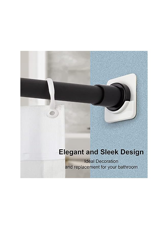 erorex Adhesive Shower Curtain Rod Holder, 6 Pcs Square Adhesive Wall Mounted Shower Rods Holder for Wall, Drill-free Install Shower Curtain Rod Holders for Home, Bath (White)  - Image 4