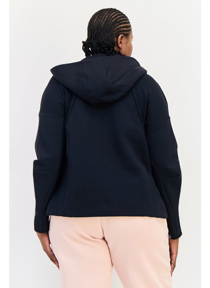 Adidas Women Plus Size Long Sleeve Outdoor Hoodie, Black  - Image 3