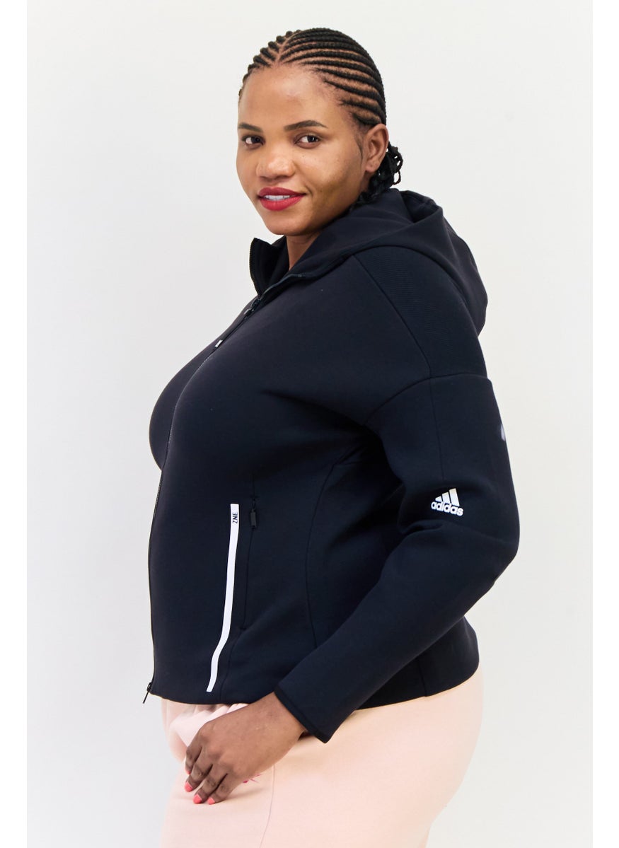 Adidas Women Plus Size Long Sleeve Outdoor Hoodie, Black  - Image 2