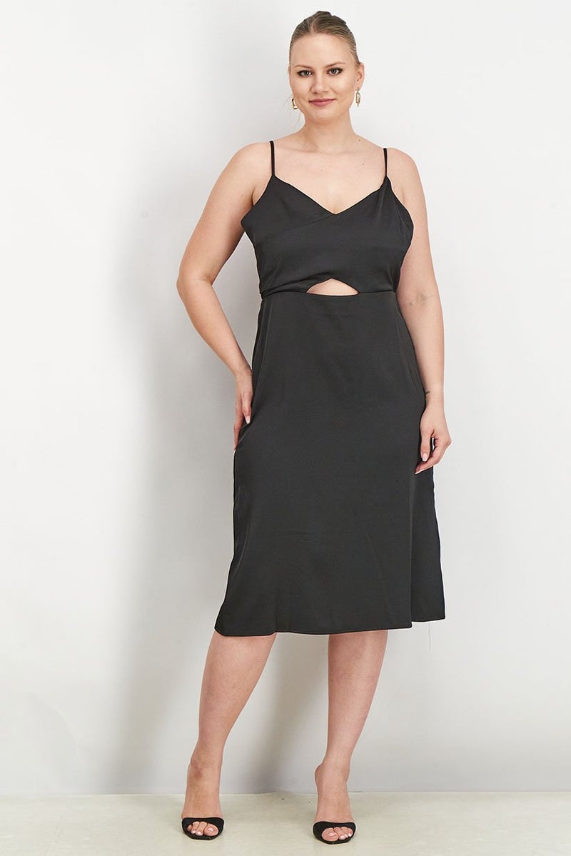 Sam Edelman Women Plain Sleeveless Midi Dress, Black - Image 1