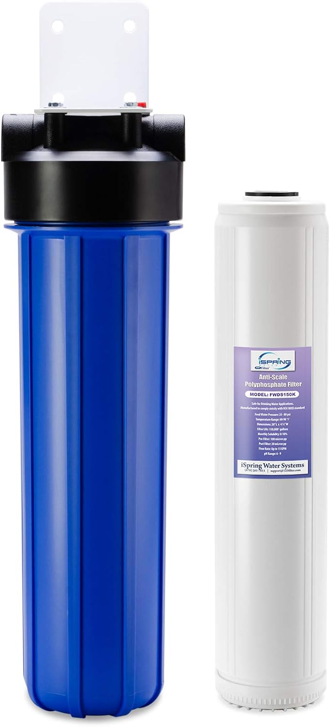 iSpring iSpring Whole House Water Filter20 x 45 Reduces Scale Water FiltersWhole House Water Filtration SystemFilter Made in the USA ModelWDS150K Blue  - Image 1