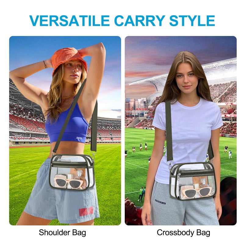 Busiuw Clear Bag for Stadium Events Mini Small Sports Fan Messenger Bag Clear Purse for Sport Events Concert Festivel (Army Green, Large) - Image 2