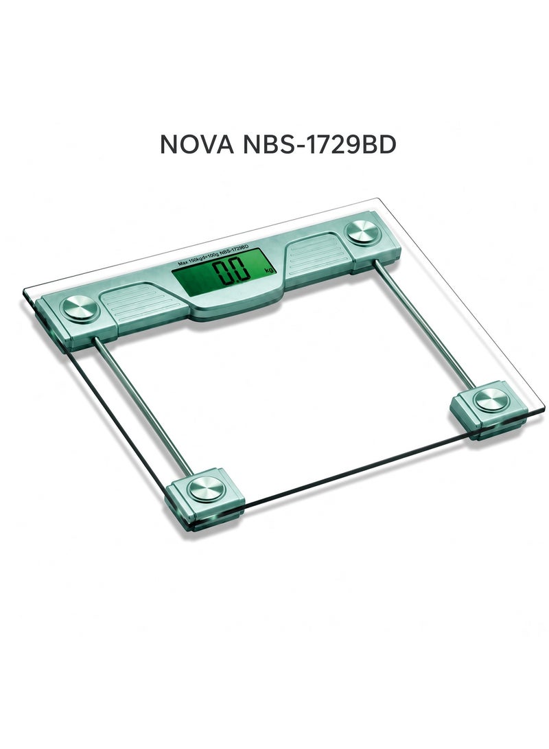 Nova NBS-1729BD Digital Personal Weighing Scale, 150KG Electronic Body Weight Scale, 6mm Tempered Glass Bathroom Weight Scale, Digital Weight Machine for Home, Fitness and Daily Personal Weight Monitoring - Image 2
