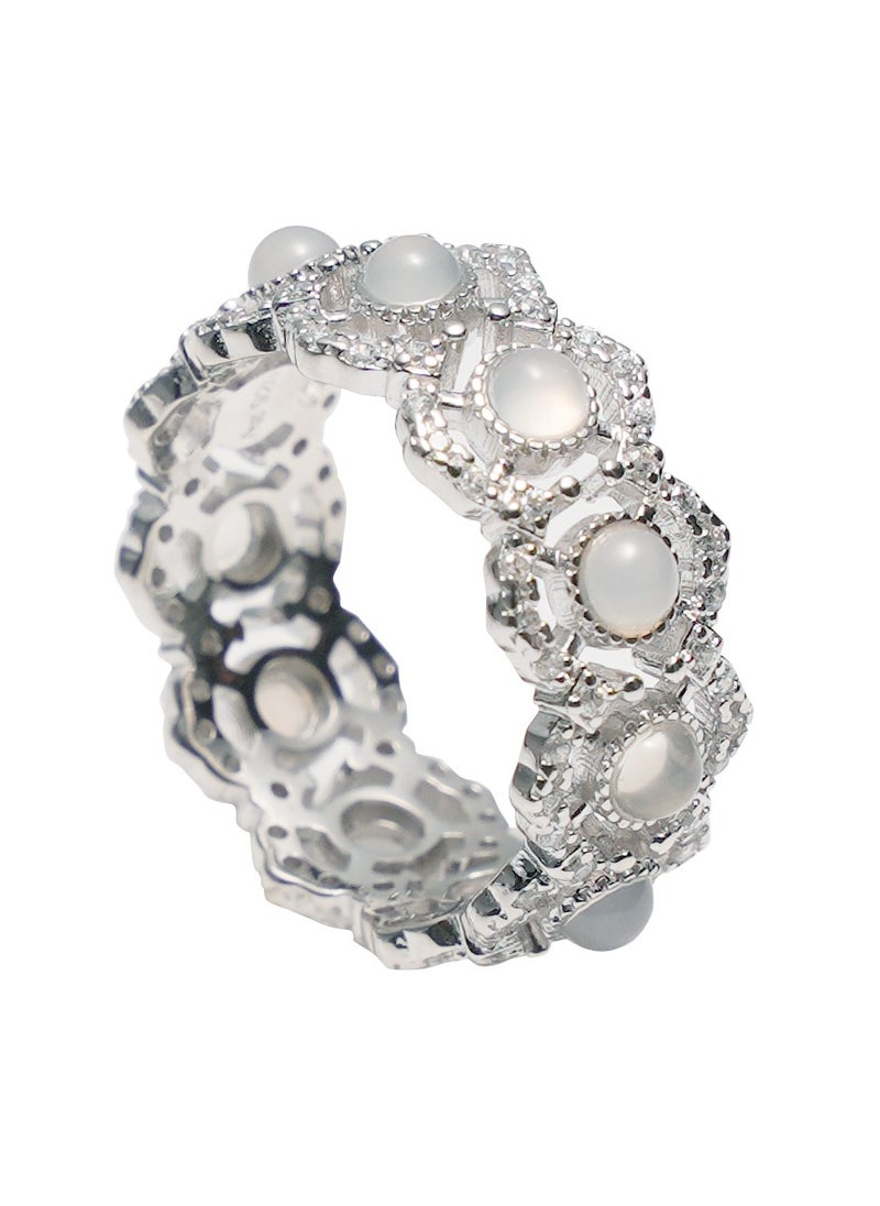 Generic Size-7 White Moon Ring  - Image 1