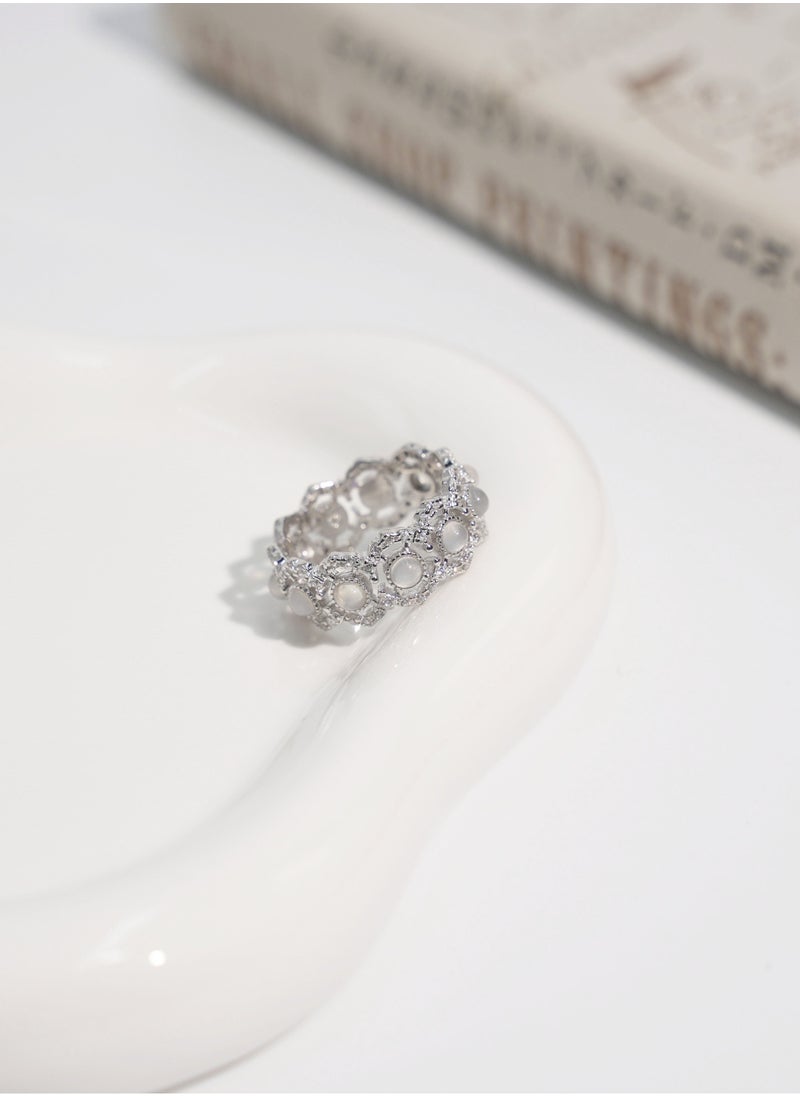 Generic Size-7 White Moon Ring  - Image 3