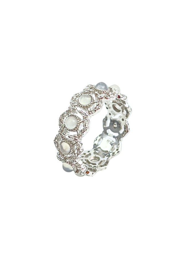 Generic Size-7 White Moon Ring  - Image 5