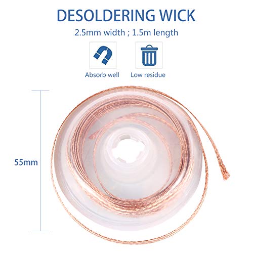 EVERMARKET(TM) Desoldering Wick, solder braid with 2.5mm Width, 1.5m Length and Solder Sucker Desoldering Vacuum Pump Solder Removal Tool,Blue - 2 Packs - Image 4