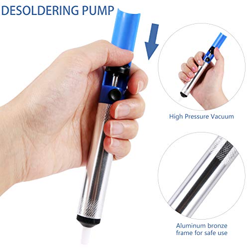 EVERMARKET(TM) Desoldering Wick, solder braid with 2.5mm Width, 1.5m Length and Solder Sucker Desoldering Vacuum Pump Solder Removal Tool,Blue - 2 Packs - Image 5