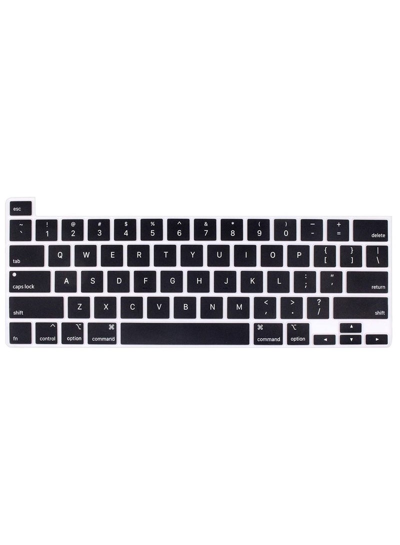 AMM English Language Silicone Keyboard Cover Skin Protector Compatible with 2019 Newest MacBook Pro 16 inch with Retina Display Model A2141 (not fit Other Old MacBooks) - Black - Image 1