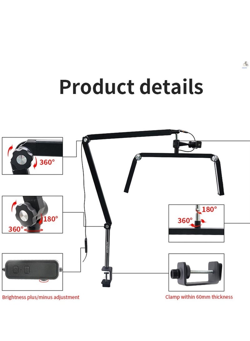 شو وو مصباح 30 وات بتقنية الأظافر 3200 - 5600 كلفن 2400 لومن 120 مصباح LED لإضاءة الرموش التجميلية الموجودة، مصباح مكتبي للأظافر بـ 10 مستويات سطوع قابلة للطي، درجة دوران، قابس - Image 3