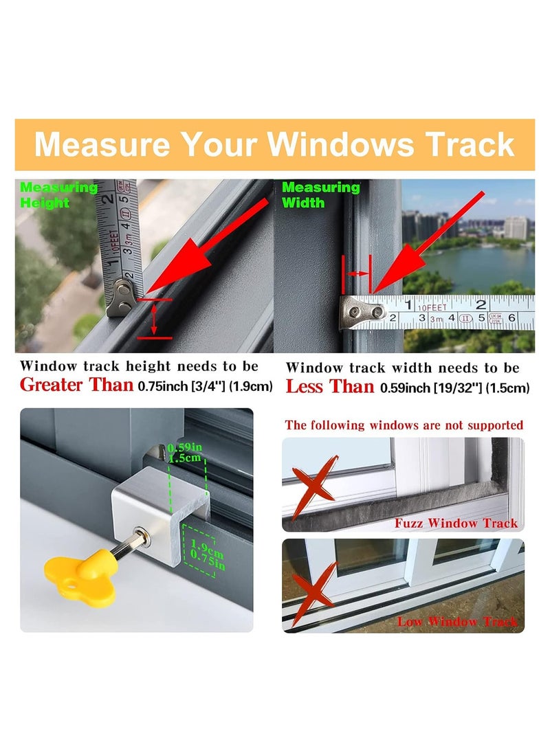 ORiTi - 4 Sets Sliding Window Locks, ikeoat Security Window Lock Aluminum with Key, Window Stoppers for Vertical & Horizontal Slide Door, Adjustable Security Locks for Child Home Bedroom and Office - Image 1