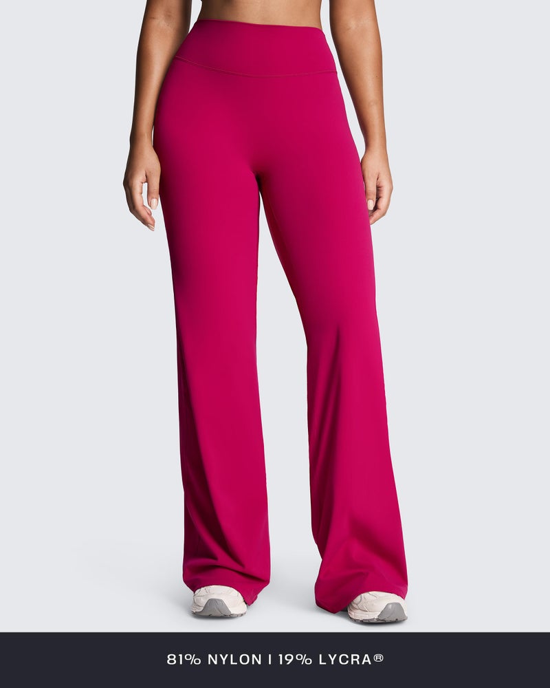 Aoxjox Women's Workout Athlenza Straight Leg Bottoms High Waist Lumastretchâ„¢ Gym Yoga Pants 35" (Fuchsia, Small) - Image 5