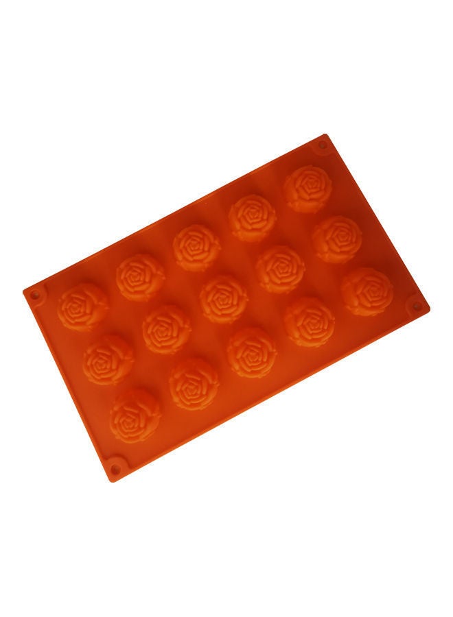 NIBEMINENT 15-Cavity Silicone Flower Rose Mould Orange 31 x 17cm - Image 2