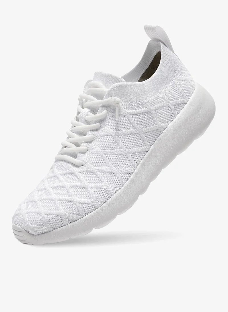 دوا زو لو All-White Breathable Knit Sneaker