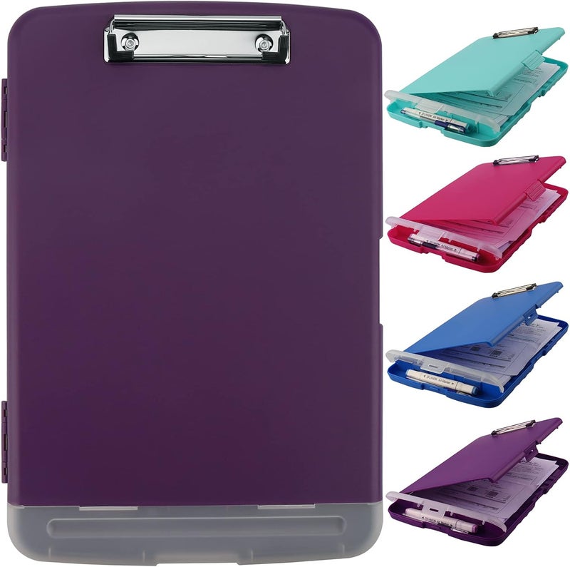 A4 clipboard, A4 file cabinet, storage and care, plastic clipboard, side opening box, waterproof, PVC， Flip material, drawing board, file manager, notes, office, meeting (purple) - Image 2