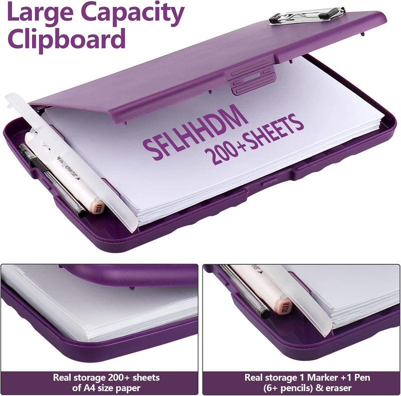 A4 clipboard, A4 file cabinet, storage and care, plastic clipboard, side opening box, waterproof, PVC， Flip material, drawing board, file manager, notes, office, meeting (purple) - Image 3