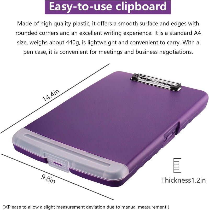 A4 clipboard, A4 file cabinet, storage and care, plastic clipboard, side opening box, waterproof, PVC， Flip material, drawing board, file manager, notes, office, meeting (purple) - Image 5