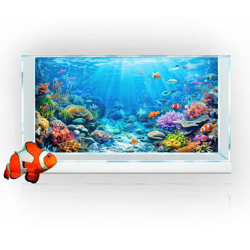 iTapnoom Underwater World Aquarium Background,Seaworld Ocean Floor Tropical Fish Coral Reef Aquatic Nature Plant Fish Tank Backdrop Decor, Polyester Fabric with 6 EVA Double-Sided Tapes 48x24 inches/120x60cm - Image 3