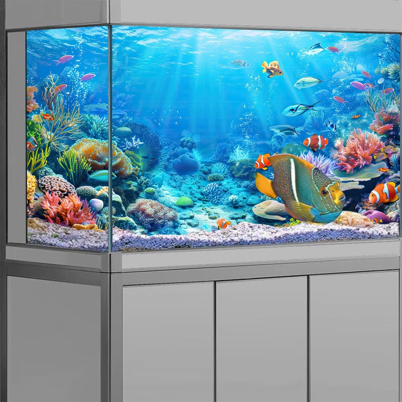 iTapnoom Underwater World Aquarium Background,Seaworld Ocean Floor Tropical Fish Coral Reef Aquatic Nature Plant Fish Tank Backdrop Decor, Polyester Fabric with 6 EVA Double-Sided Tapes 48x24 inches/120x60cm - Image 2