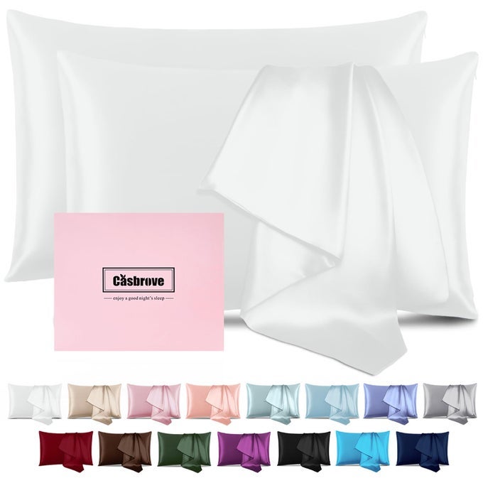 SILK PILLOW CASES 2 PACK MULBERRY SILK PILLOW CASES SOFT BREATHABLE BOTH SIDED NATURAL SILK PILLOWCASE WITH ZIPPER BEAUTY SLEEP SILK PILLOW CASES FOR GIFTSTANDARDWHITE