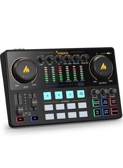 واجهة صوتية ، جهاز مزج بودكاست 10 قنوات من MaonoCaster مع Pro-preamp ، طاقة فانتوم 48 فولت ، بلوتوث ، 11 وسادة صوتية مخصصة لتسجيل البث ، البث ، يوتيوب ، تيك توك ، الكمبيوتر الشخصي ، الجيتار