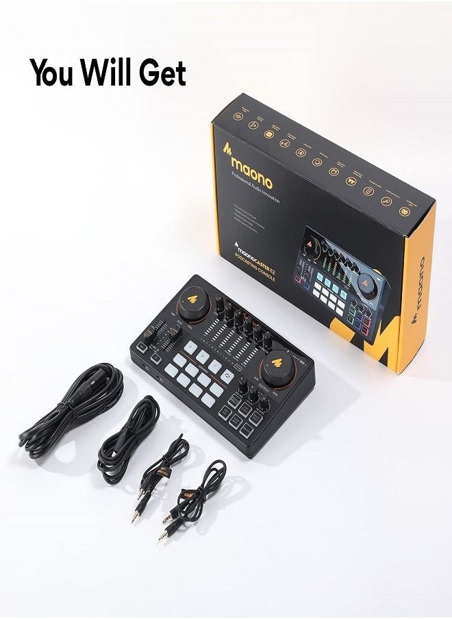 ماونو - واجهة صوتية ، جهاز مزج بودكاست 10 قنوات من MaonoCaster مع Pro-preamp ، طاقة فانتوم 48 فولت ، بلوتوث ، 11 وسادة صوتية مخصصة لتسجيل البث ، البث ، يوتيوب ، تيك توك ، الكمبيوتر الشخصي ، الجيتار - Image 1