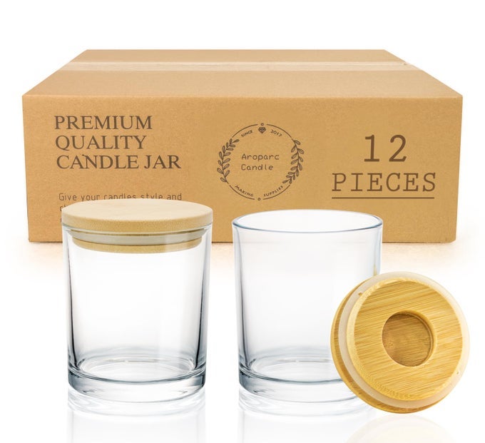 BULK CANDLE JARS WITH LIDS 12PCS 10OZ DIY CONTAINER TUMBLER JAR FOR CANDLE MAKING SUPPLIES CLEAR DISHWASHER SAFE