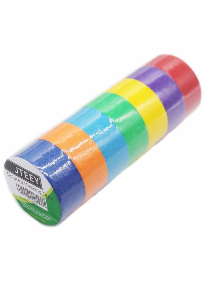 JTEEY Colored Masking Tape, Rainbow Color Painters Tape Labelling Tape for Kids Fun Arts DIY, Identification,Cording,Moving Boxes,Home Decoration, Office Supplies（7pack） - Image 2