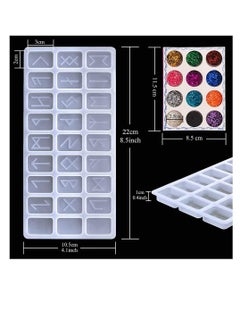 Y&D Rune Resin Mold,Symbol Letter Silicone Mold, DIY Symbol Word Molds, Crystal Epoxy Charm Mold with Sequins 12 Colors for Personalized Pendant Crafts Making Supplies  - Image 2