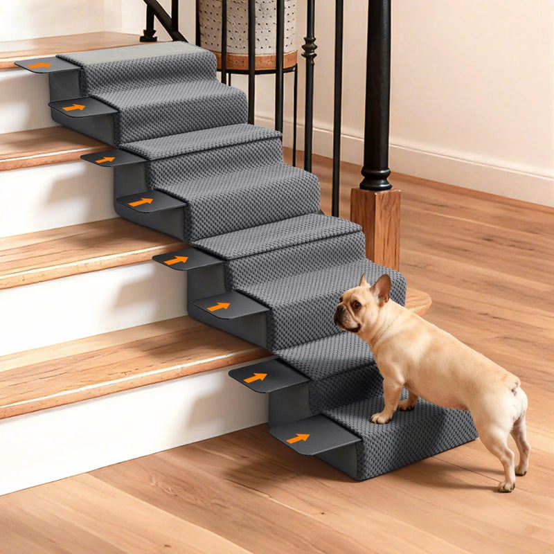 ROYALAY Stair Wedges for Small Dogs, Crystal Velvet Ramps for Dogs Over Stairs, Pet Ramp to Get on Bed with Strong Support for Injured & Aged Pets, 4 pcs - Image 1