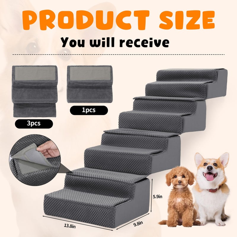 ROYALAY Stair Wedges for Small Dogs, Crystal Velvet Ramps for Dogs Over Stairs, Pet Ramp to Get on Bed with Strong Support for Injured & Aged Pets, 4 pcs - Image 2
