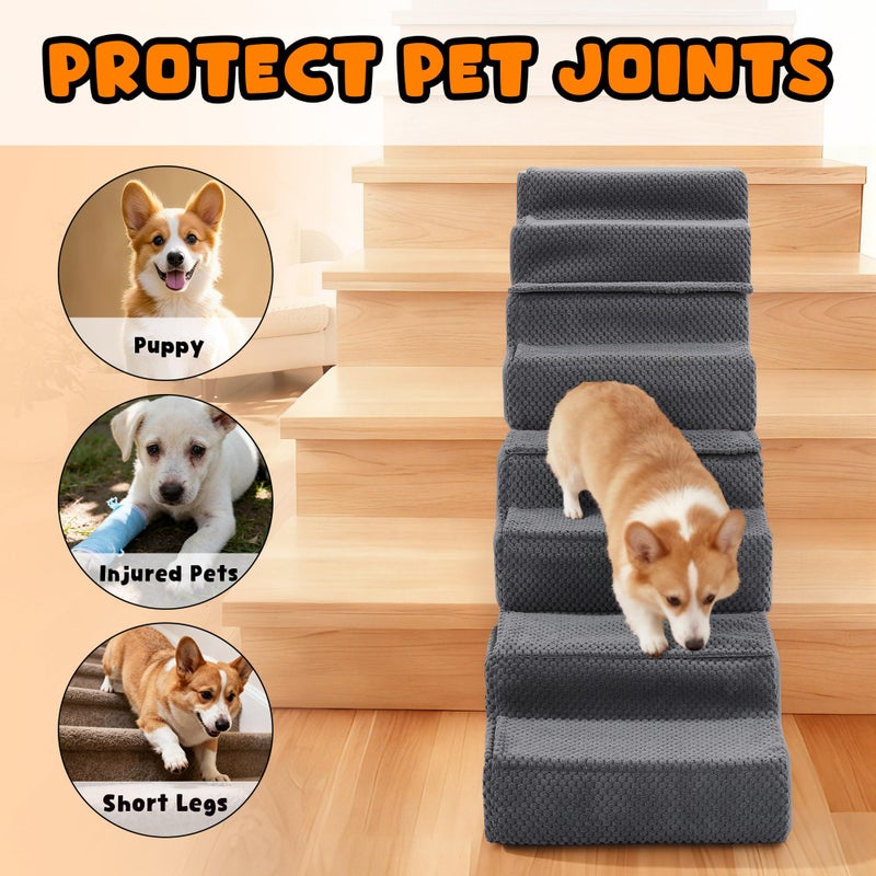 ROYALAY Stair Wedges for Small Dogs, Crystal Velvet Ramps for Dogs Over Stairs, Pet Ramp to Get on Bed with Strong Support for Injured & Aged Pets, 4 pcs - Image 4
