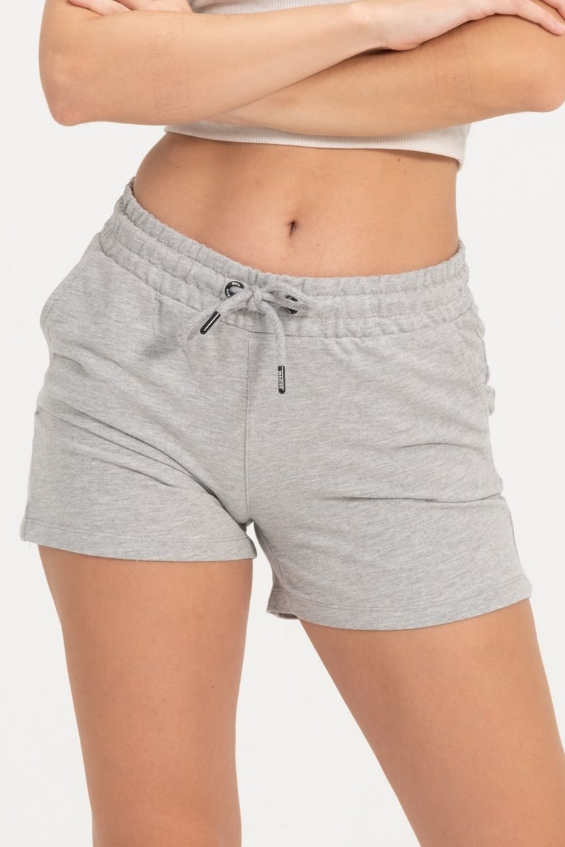 RICH Women's Grey Melange Shorts Mini Sports Shorts  - Image 1