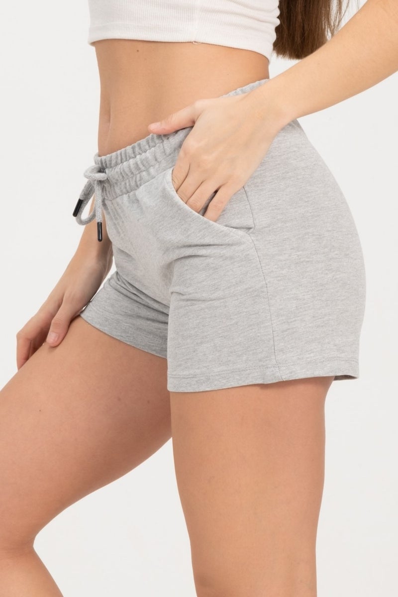 RICH Women's Grey Melange Shorts Mini Sports Shorts  - Image 3