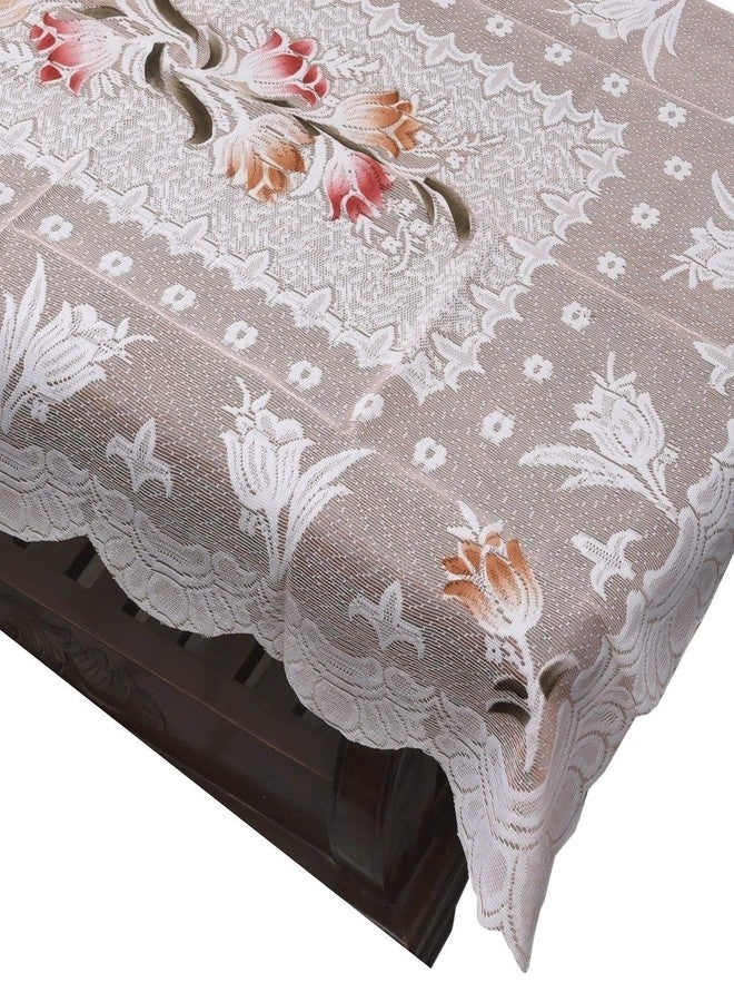 Factcore Beige Tulip Design 4 Seater Net Fabric Table Cover (40 X 60 Inches) - Image 2
