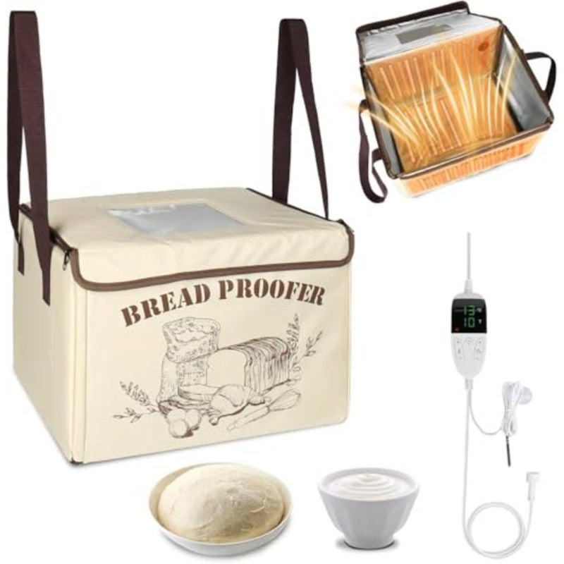 Folding Bread Proofing Box, Homemade Sourdough Proofing Box with 50-113℉ Temp Control and 12H Timer, Zippered Bread Proofer for Sourdough, Pizza, Yogurt, Seed Starting, Space-Saving and 5-Layer Fabric - Image 1