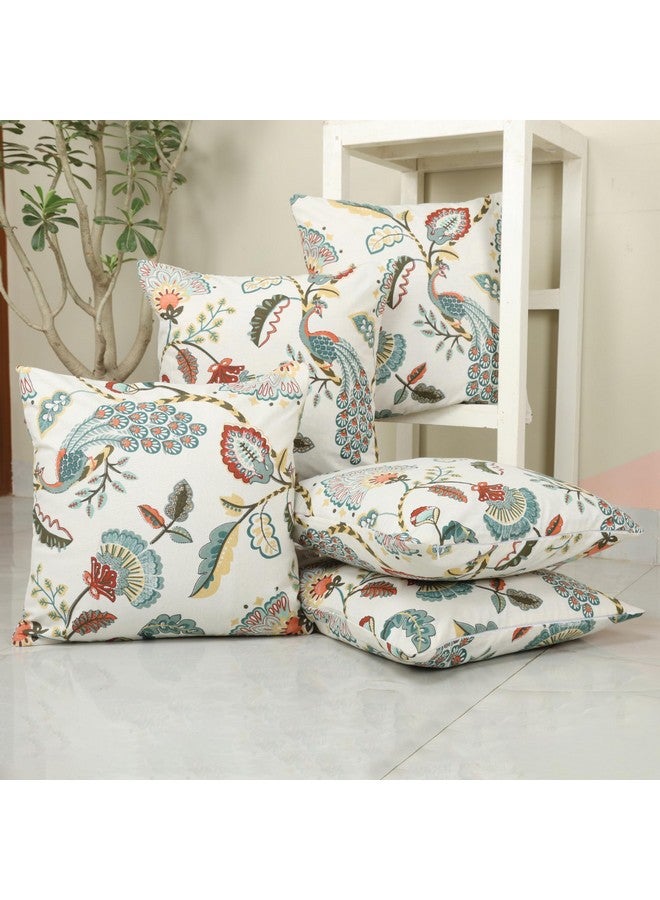 Clasiko Cotton Cushion Covers Set of 5; 16x16 Inches; Tulip Treats - Image 1