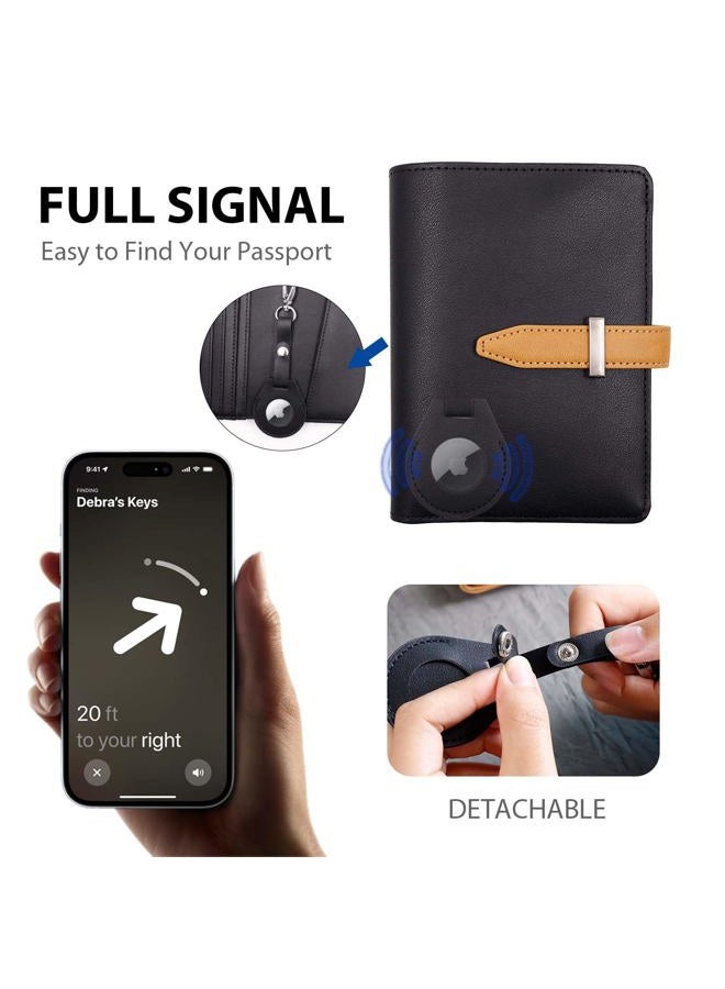 Deziliao AirTag Passport Holder for Men and Women, Cute Passport Wallets with Airtag Slot, Mulit-purpose RFID Blocking Passport Holder AirTag Wallet, Travel Wallet Passport Cover Case（Black） - Image 2