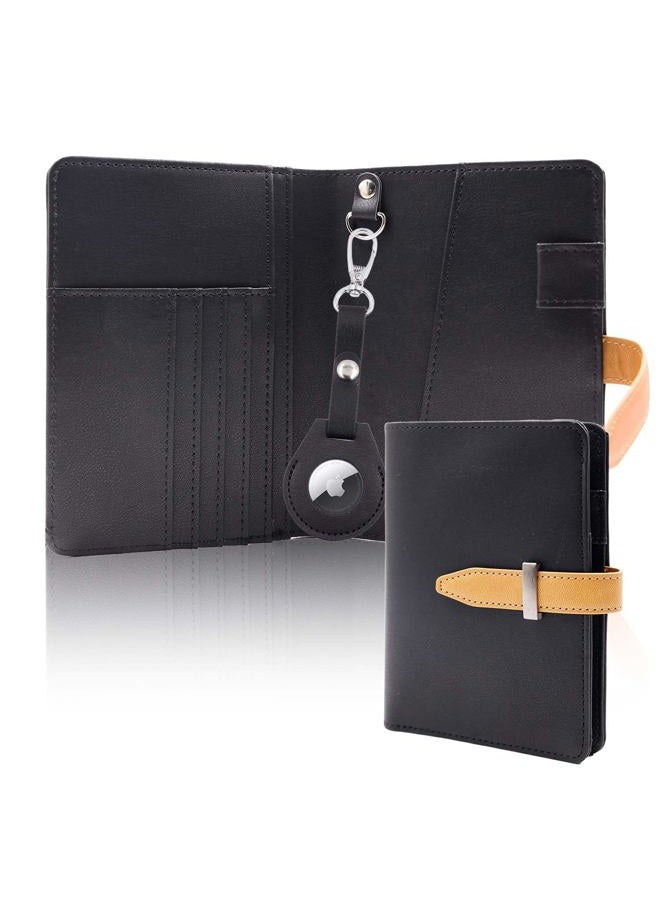 Deziliao AirTag Passport Holder for Men and Women, Cute Passport Wallets with Airtag Slot, Mulit-purpose RFID Blocking Passport Holder AirTag Wallet, Travel Wallet Passport Cover Case（Black） - Image 1