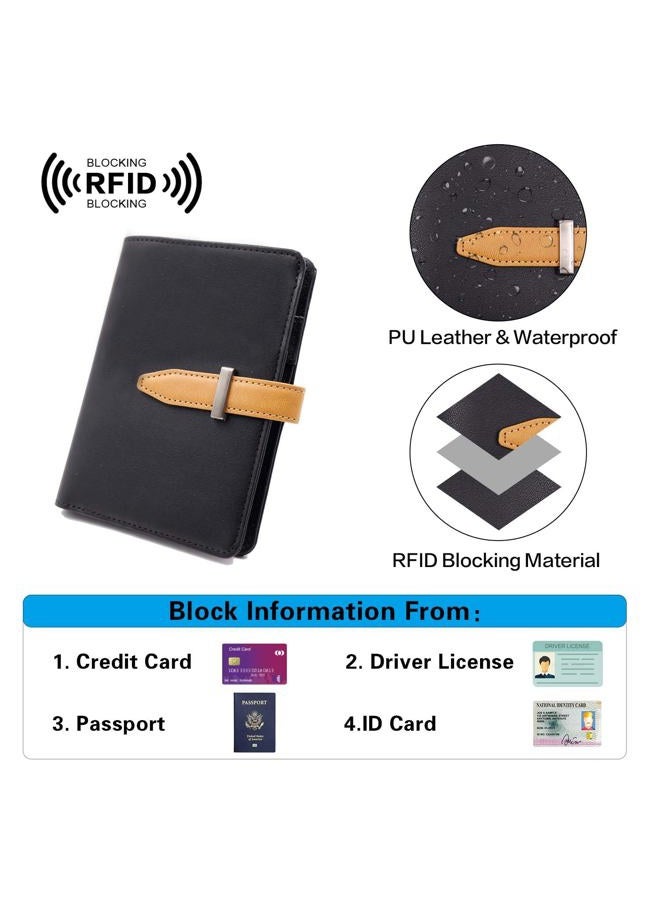 Deziliao AirTag Passport Holder for Men and Women, Cute Passport Wallets with Airtag Slot, Mulit-purpose RFID Blocking Passport Holder AirTag Wallet, Travel Wallet Passport Cover Case（Black） - Image 4