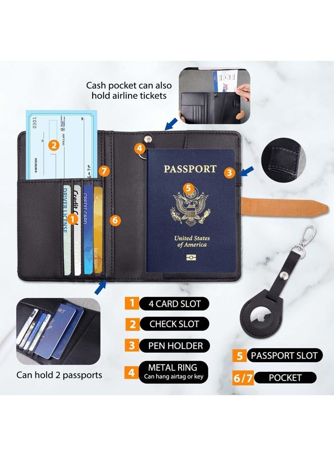 Deziliao AirTag Passport Holder for Men and Women, Cute Passport Wallets with Airtag Slot, Mulit-purpose RFID Blocking Passport Holder AirTag Wallet, Travel Wallet Passport Cover Case（Black） - Image 3