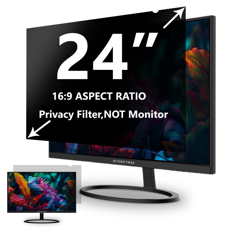 ACONETMAX 24 Inches Privacy Screen Filter for Computer 169 Widescreen Monitor Privacy Shield Anti Glare Blue Light Filter UV Eye Protection Anti Spy AntiScratch Protector Film - Image 2